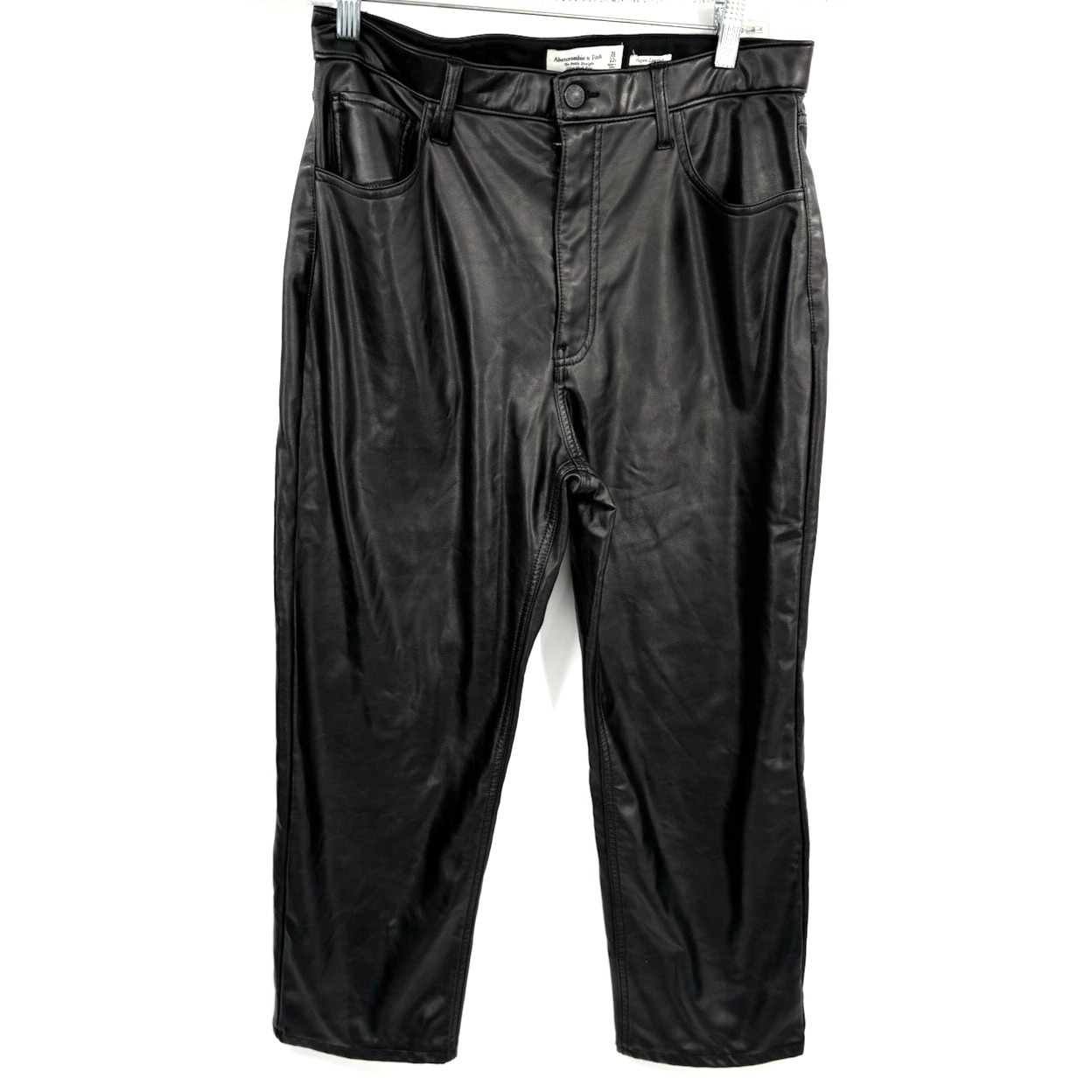 Abercrombie & Fitch Ultra High Rise Ankle Straight Vegan Leather Pant 31 12s
